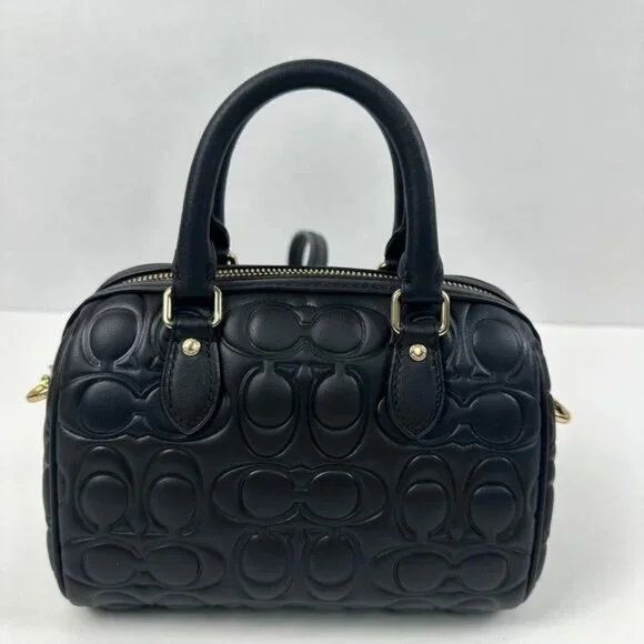 Coach Mini Rowan Crossbody Bag In Signature Leather IN Black